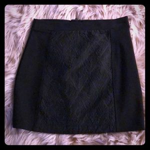 Black Textured Mini Skirt